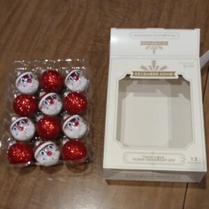 Glittery Santa Ornaments - Red and White